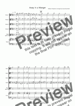 page one of Away in a Manger for Beginner and Advanced Viola Quartet 