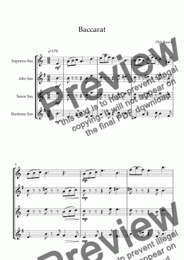 page one of Baccarat - Saxophone Quartet