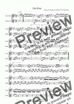 page one of Für Elise for Tenor Horn and Euphonium Duet