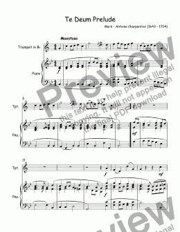 page one of Charpentier, Mark - Te Deum Prelude for trumpet Bb & piano