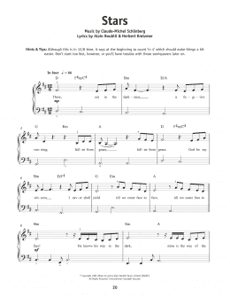 page one of Stars (from Les Miserables) (Really Easy Piano)