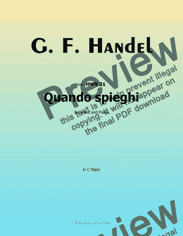 page one of Handel-Quando spieghi, in C Major