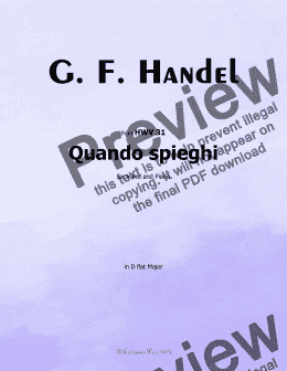 page one of Handel-Quando spieghi, in D flat Major