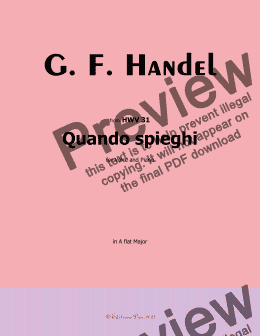 page one of Handel-Quando spieghi, in A flat Major