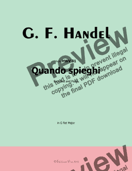 page one of Handel-Quando spieghi, in G flat Major