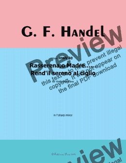 page one of Handel-Rasserena,o Madre…Rendil sereno al ciglio,in f sharp minor