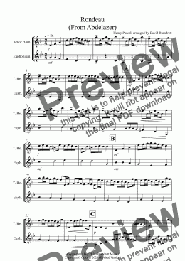 page one of Rondeau (From Abdelazer) for Tenor Horn and Euphonium Duet