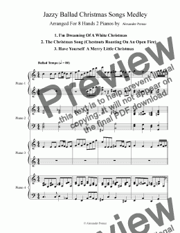 page one of Jazzy Ballads Christmas Songs Medley - Alexander Pomaz - 8 Hands 2 Pianos