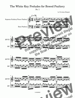 page one of White Key Preludes for Bowed Psaltery