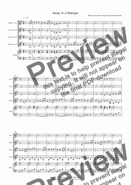 page one of Away in a Manger for Horn Quartet