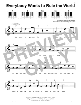 page one of Everybody Wants To Rule The World (Super Easy Piano)