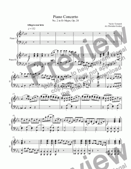 page one of Piano Concerto No. 2 in E-flat by Vaclav Tomasek, 2-piano score