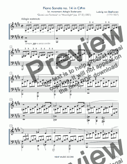 page one of Beethoven - Piano Sonata no. 14 (Op. 27-2) - 1st. mov. [NMS] letter