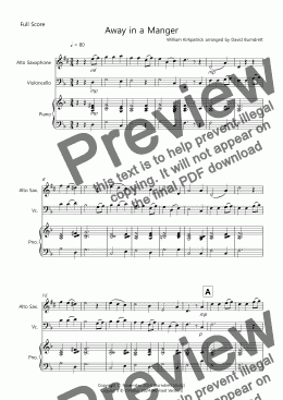 page one of Away in a Manger for Alto Saxophone and Cello Duet