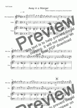 page one of Away in a Manger for Alto Saxophone and Violin Duet