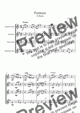 page one of Pontoon - Saxophone Quartet