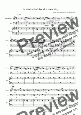 page one of In the Hall of the Mountain King for Euphonium and Cello Duet