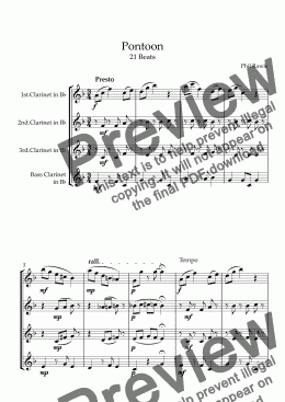 page one of Pontoon - Clarinet Quartet