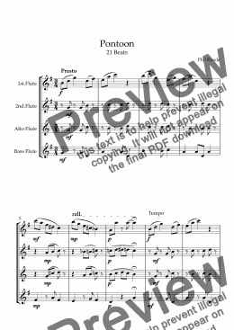 page one of Pontoon - Flute Quartet