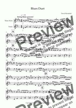 page one of Blues Duet for Tenor Horn and Violin