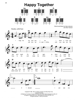 page one of Happy Together (Super Easy Piano)