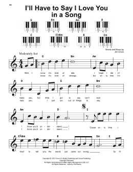 page one of I'll Have To Say I Love You In A Song (Super Easy Piano)