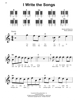 page one of I Write The Songs (Super Easy Piano)