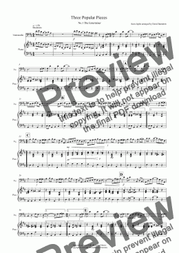 page one of 3 Popular Pieces for Cello and Piano