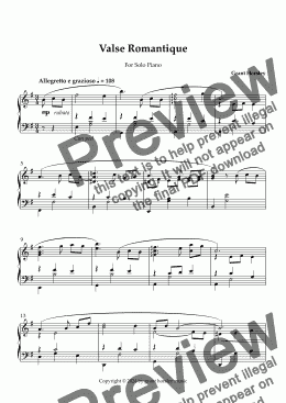 page one of  Valse Romantique.  Original for Solo Piano.