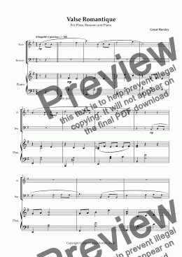 page one of Valse Romantique. Original for Flute Bassoon and Piano.