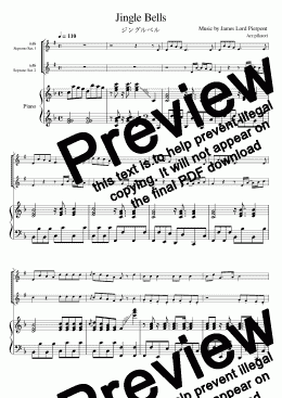 page one of "Jingle Bells" (Fdur) Pianotrio / Soprano Sax duet