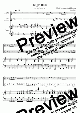 page one of "Jingle Bells" (Fdur) Pianotrio / Alto Sax duet