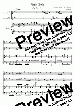 page one of "Jingle Bells" (Fdur) Pianotrio / Baritone Sax duet