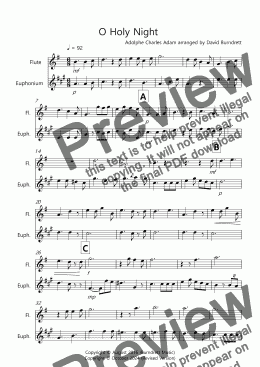 page one of O Holy Night for Flute and Euphonium Duet