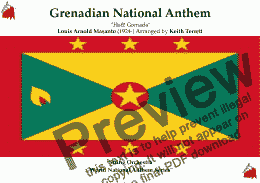 page one of Grenadian National Anthem ''Hail! Grenada'' for String Orchestra