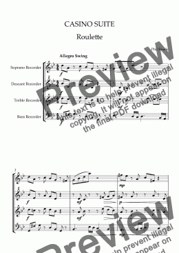 page one of Casino Suite - Recorder Quartet