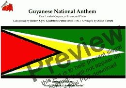 page one of Guyanese National Anthem (Dear Land of Guyana, of Rivers and Plains) for String Orchestra