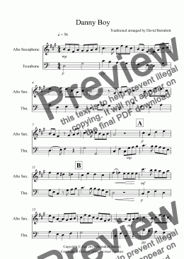 page one of Danny Boy for Alto Saxophone and Trombone Duet