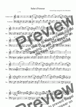 page one of Salut d'Amour for Clarinet and Trombone Duet