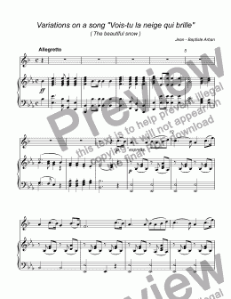 page one of Arban, Jean - Baptiste - Variations on a song "Vois-tu la neige qui brille" for trumpet Bb & piano