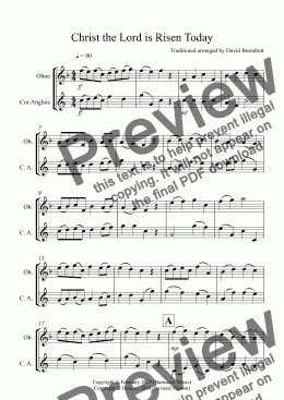 page one of Christ the Lord is Risen Today for Oboe and Cor Anglais Duet