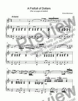 page one of Morricone, Ennio - A Fistfull of Dollars (Per un pugno di dollari) for trumpet Bb & piano