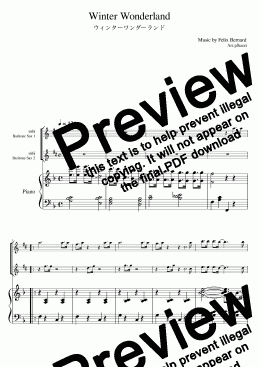 page one of "Winter Wonderland" Baritone Sax duet / Piano trio