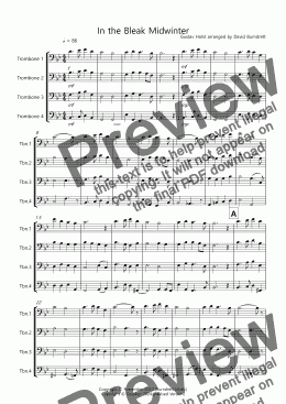 page one of In the Bleak Midwinter for Trombone Quartet