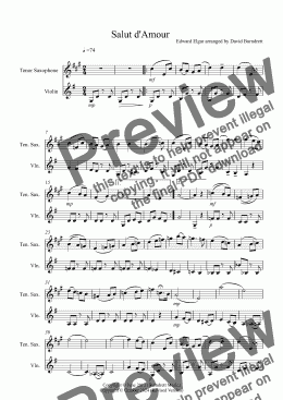 page one of Salut d'Amour for Tenor Saxophone and Violin Duet