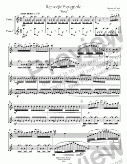 page one of Rapsodie Espanole  "Feria"  for Two Flutes