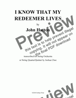 page one of I Know That My Redeemer Lives