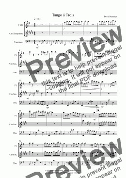 page one of Tango á Trois for Flute, Alto Saxophone and Trombone Trio