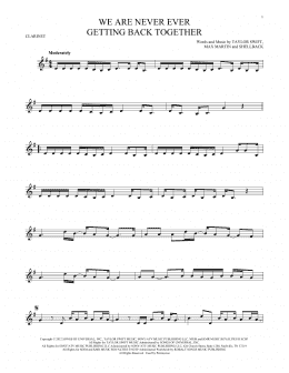 page one of We Are Never Ever Getting Back Together (Clarinet Solo)