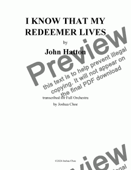 page one of I Know That My Redeemer Lives